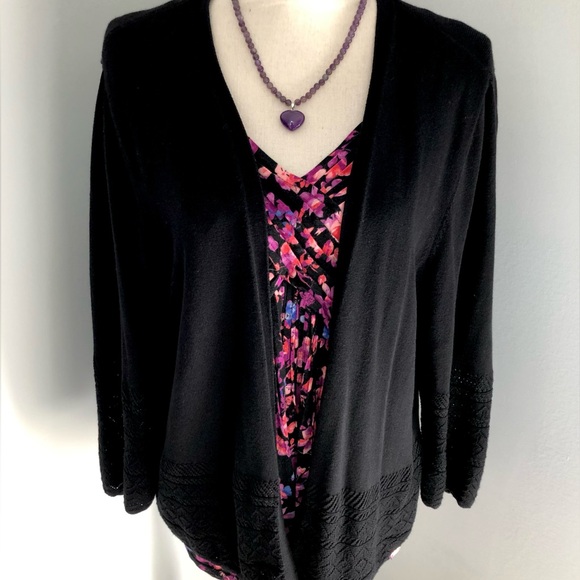 🖤Croft & Barrow Black Open Cardigan Size Large - Picture 1 of 7